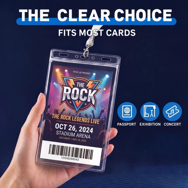 Alt view image 5 of 7 - Vertical Card Holders 4x6 100 Pack Clear Open Top Badge Holders for ID Cards, Passports, Name Tags and Event Credentials