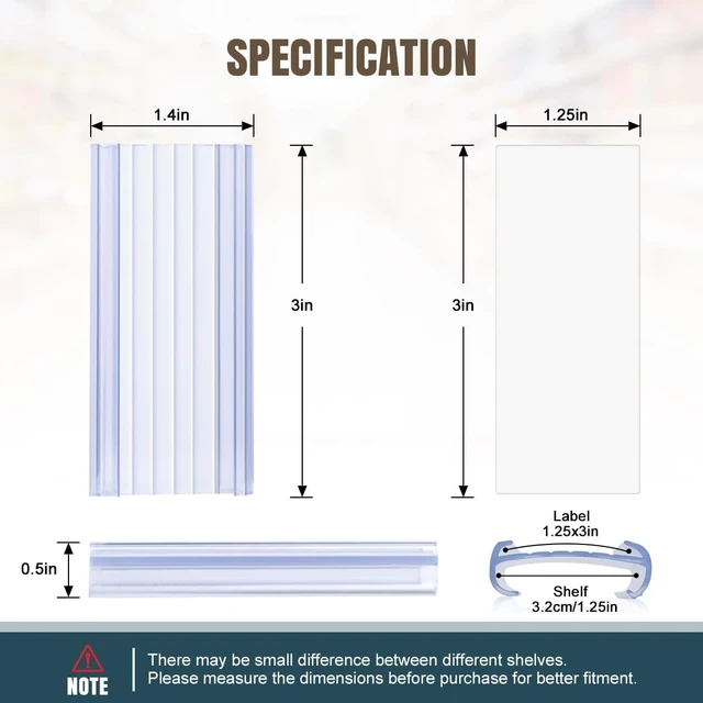Alt view image 5 of 7 - 100Pcs Wire Shelf Label Holders with 100Pcs Label Paper Inserts, Plastic Wire Rack Label Holder Compatible with Metro and Nexel 1-1/4in Shelves, Label Area 3in Lx1.25in H