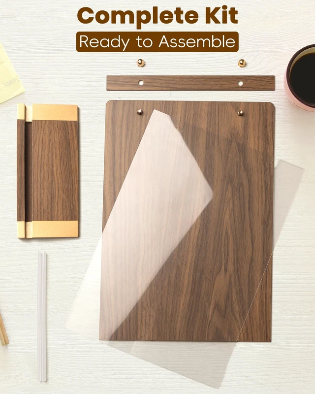 Alt view image 4 of 7 - 6 Packs Acrylic Sign Holder 8.5 x 11 with Walnut Wood Base, Clear Plastic Commercial Display Stand for Menu, Poster, Flyer, Table Paper Frame for Restaurant, Office, Store, Bar, Wedding