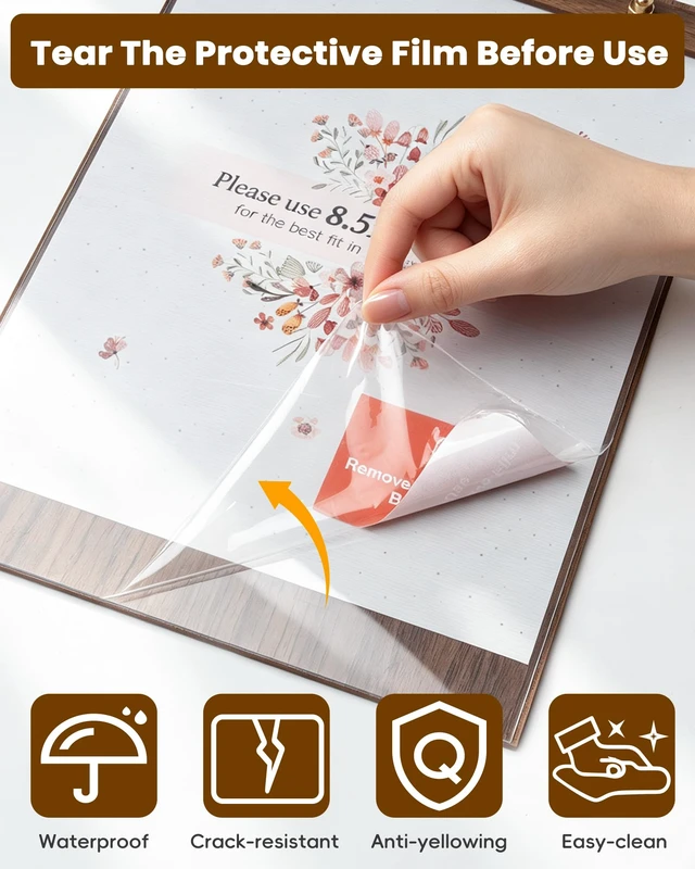 Alt view image 7 of 7 - 6 Packs Acrylic Sign Holder 8.5 x 11 with Walnut Wood Base, Clear Plastic Commercial Display Stand for Menu, Poster, Flyer, Table Paper Frame for Restaurant, Office, Store, Bar, Wedding