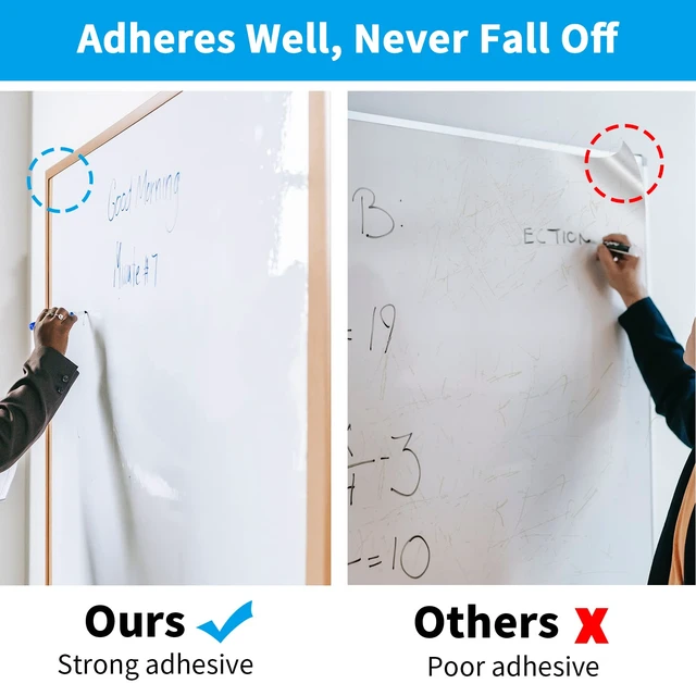 Alt view image 3 of 7 - WS40 Whiteboard Sticker, 17.3" x 36" Dry Erase Wallpaper, Peel and Stick White Board for Wall, Stain-Proof Whiteboard Contact Paper Roll, Dry Erase Board Stick on for Office/Classroom, 1 Marker
