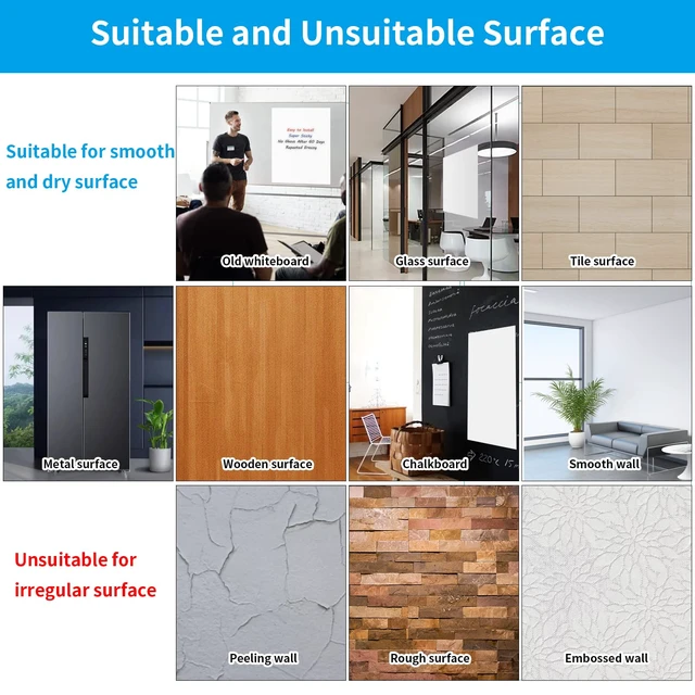 Alt view image 7 of 7 - WS40 Whiteboard Sticker, 17.3" x 36" Dry Erase Wallpaper, Peel and Stick White Board for Wall, Stain-Proof Whiteboard Contact Paper Roll, Dry Erase Board Stick on for Office/Classroom, 1 Marker