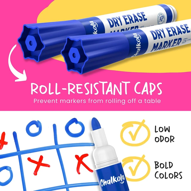Alt view image 3 of 7 - Dry Erase Markers Fine Tip Bulk Pack of 60, White Board Pens Thin Point Dry Erase Pens - Non toxic, Low odor Whiteboard Markers for Kids, Teachers, Home, Office & Back to School Supplies