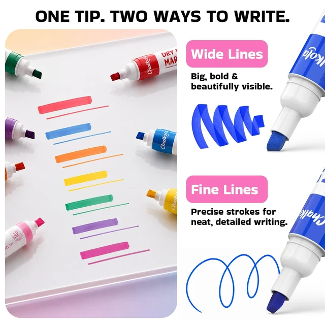 Alt view image 3 of 7 - Dry Erase Markers Bulk (60 Pack, 12 Vibrant Colors) Chisel Tip WhiteBoard Markers, Dry Erase Pens - White Board Pens for Kids, Teachers - Home, Office, School Classroom Supplies