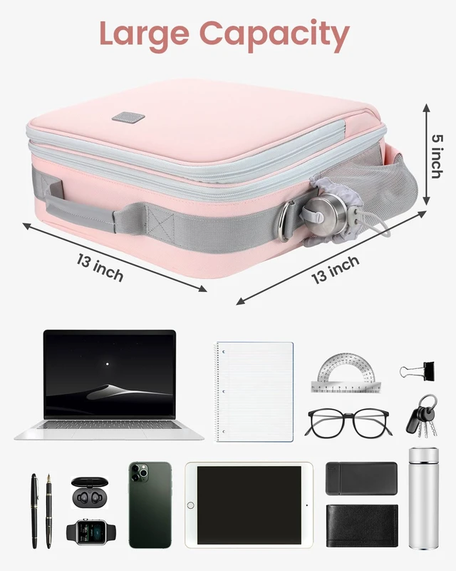 Alt view image 5 of 7 - Zipper Binder 3 Inch D-Ring 3 Ring with Water Bottle Holder Binder with Strap for School/Office, 700 Sheet Capacity-Multiple Pockets, Fit for 13" Tablet/Laptop, Pink