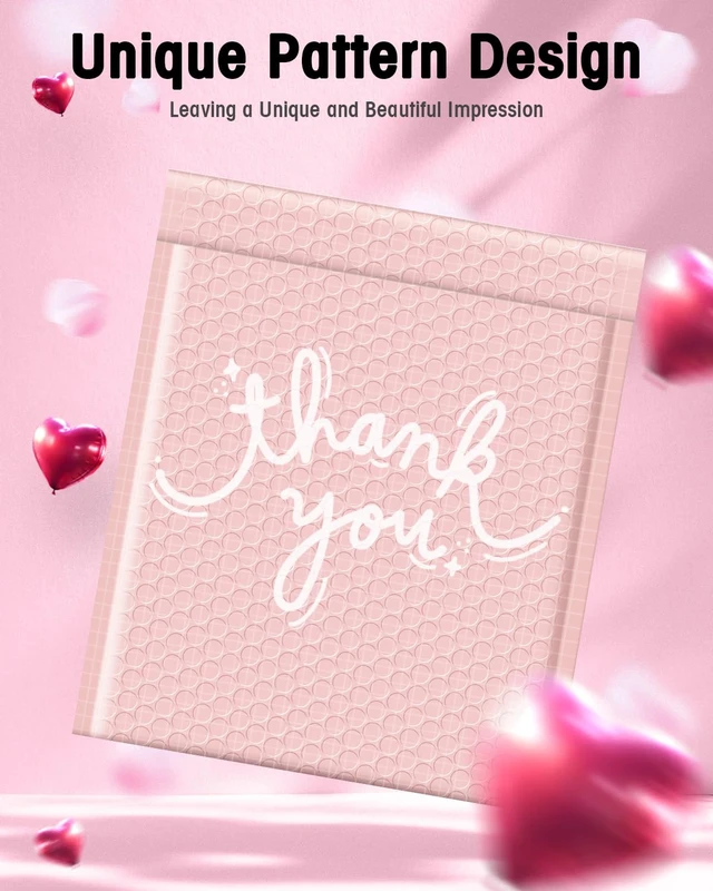 Alt view image 6 of 7 - Pink Bubble Mailers 8.5x12" 40 Pack Usable Size 8.5x11" Thank You Waterproof Padded Envelopes Self Seal Cushioning for Gifts Packaging, Mailing, Small Business Bulk
