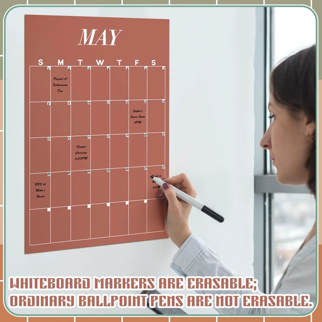 Alt view image 4 of 6 - 12 Pcs Rustic Undated Erasable Wall Calendars, Reusable Blank Planner Fall Calendar for Classroom, Reserved Grid, Large Size, for Office Home Room Daily Planning