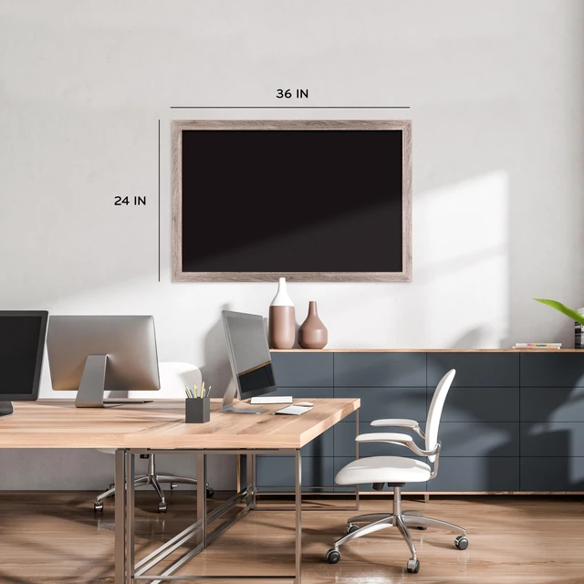 Alt view image 2 of 6 - Magnetic Chalkboard, 24" x 36", Rustic Wood Frame, Premium Matte Surface