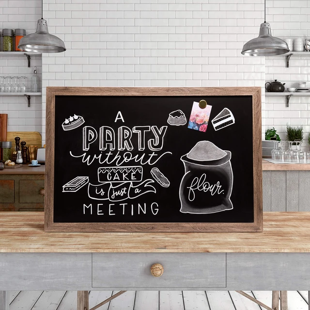 Alt view image 6 of 6 - Magnetic Chalkboard, 24" x 36", Rustic Wood Frame, Premium Matte Surface