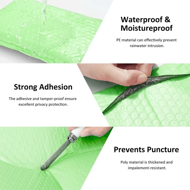 Alt view image 6 of 7 - Bubble Mailers 6x10 Inch 50pc Mint Green Shipping Bags, Chic Packaging Bags For Small Business, Colored Padded Mailing Envelopes, Opaque Matte Self Seal Bubble Poly Mailers Bulk #0