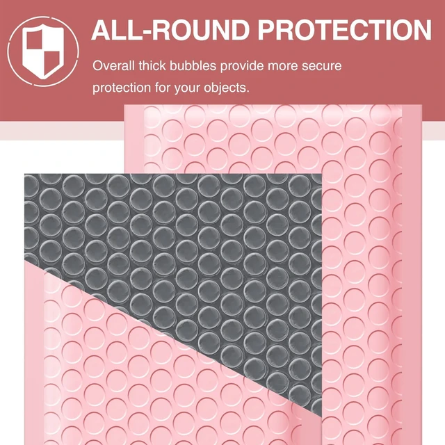 Alt view image 5 of 7 - Bubble Mailers 6x10 Inch 50pc Light Pink Shipping Bags, Chic Packaging Bags For Small Business, Colored Padded Mailing Envelopes, Opaque Matte Self Seal Bubble Poly Mailers Bulk #0
