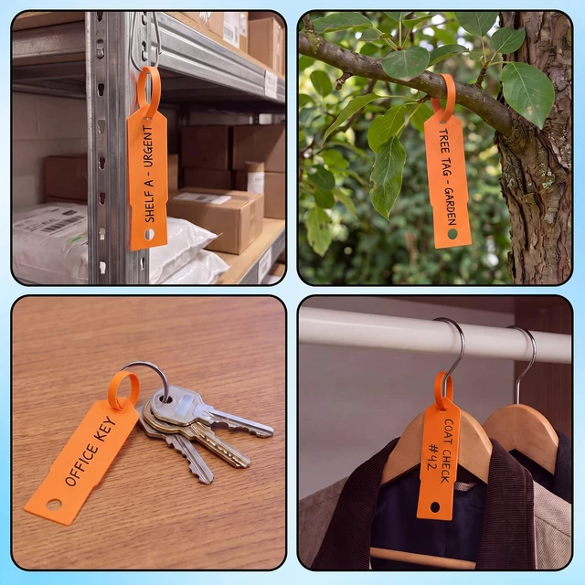 Alt view image 6 of 6 - 2000 Pcs Self Locking Arrow Key Tags,Orange, 4 1/2 x 3/4 Inch Car Key Labels Self Lock Identifiers Car Parts Tags with 5 Pcs Black Pens for Office Automotive Shop Supplies