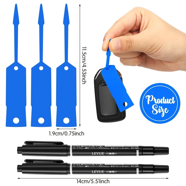 Alt view image 2 of 7 - 2000 Pcs Self Locking Arrow Key Tags,Blue, 4 1/2 x 3/4 Inch Car Key Labels Self Lock Identifiers Car Parts Tags with 5 Pcs Black Pens for Office Automotive Shop Supplies
