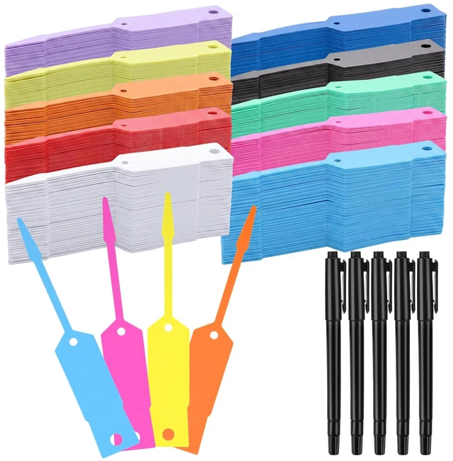 Main image of 2000 Pcs Self Locking Arrow Key Tags,Colorful, 4 1/2 x 3/4 Inch Car Key Labels Self Lock Identifiers Car Parts Tags with 5 Pcs Black Pens for Office Automotive Shop Supplies