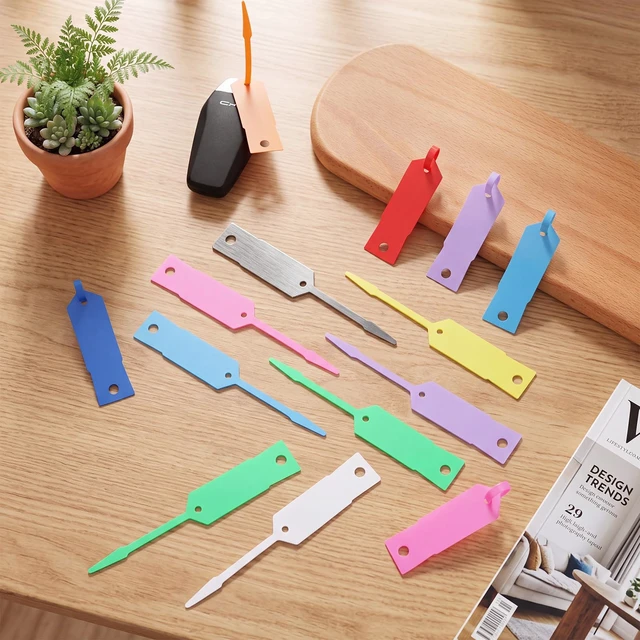 Alt view image 4 of 6 - 2000 Pcs Self Locking Arrow Key Tags,Colorful, 4 1/2 x 3/4 Inch Car Key Labels Self Lock Identifiers Car Parts Tags with 5 Pcs Black Pens for Office Automotive Shop Supplies