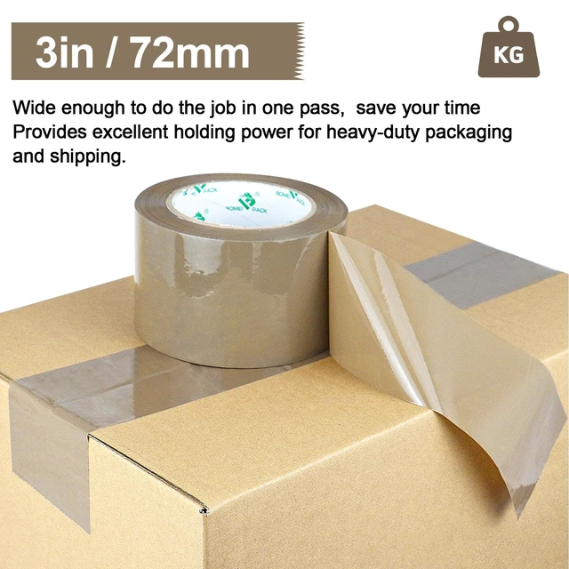 Alt view image 2 of 7 - 3inch Brown Packing Tape, 12 Refills Rolls Wide Packaging Tape for Moving, Shipping and Storage, 2.4 Mil x 110 Yards