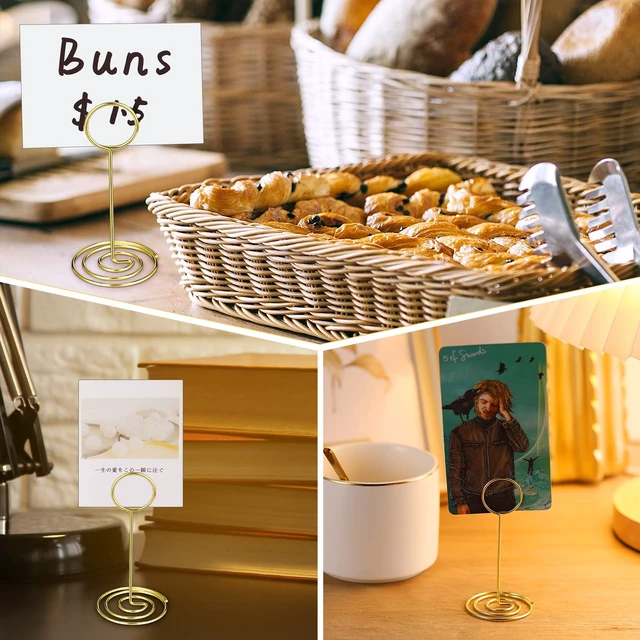 Alt view image 4 of 7 - 48 pcs 3.35 Inch Picture Clips Table Place Photos Card Holder Gold number Cards Holds Menus Name, Wedding Reception Birthday Party Centerpieces, Durable Metal Wire,Spiral Base