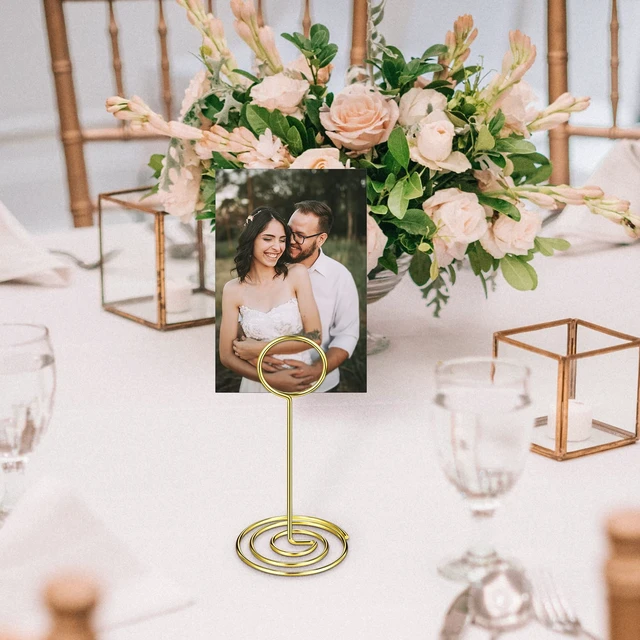 Alt view image 3 of 7 - 48 pcs 3.35 Inch Picture Clips Table Place Photos Card Holder Gold number Cards Holds Menus Name, Wedding Reception Birthday Party Centerpieces, Durable Metal Wire,Spiral Base