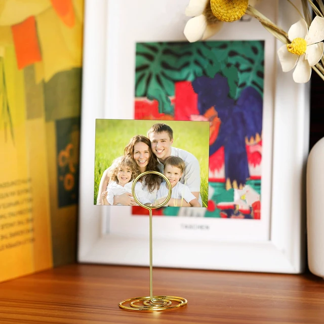 Alt view image 6 of 7 - 48 pcs 3.35 Inch Picture Clips Table Place Photos Card Holder Gold number Cards Holds Menus Name, Wedding Reception Birthday Party Centerpieces, Durable Metal Wire,Spiral Base