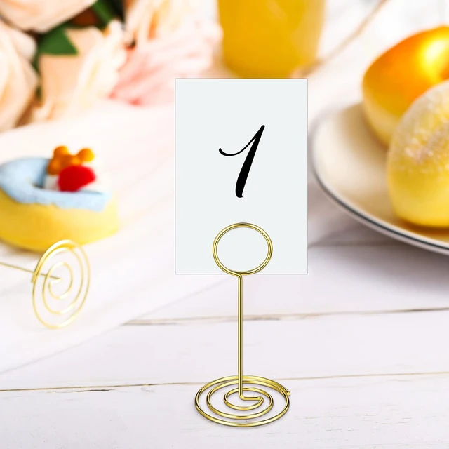 Alt view image 7 of 7 - 48 pcs 3.35 Inch Picture Clips Table Place Photos Card Holder Gold number Cards Holds Menus Name, Wedding Reception Birthday Party Centerpieces, Durable Metal Wire,Spiral Base