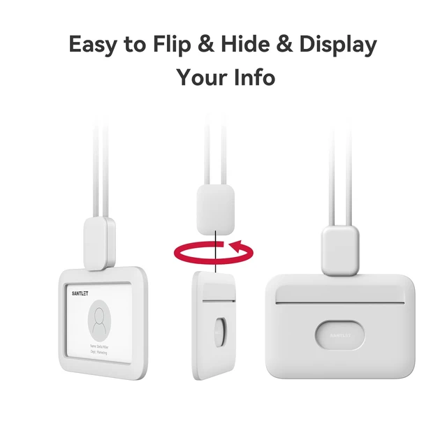 Alt view image 5 of 7 - Lanyards for ID Badges Holder, Soft Silicone, Retractable Cord Clean Quiet Profile with 2 Card Slots, Safety Breakaway Buckle for Office Staff Teachers Employees Cruising, Horizontal Gray