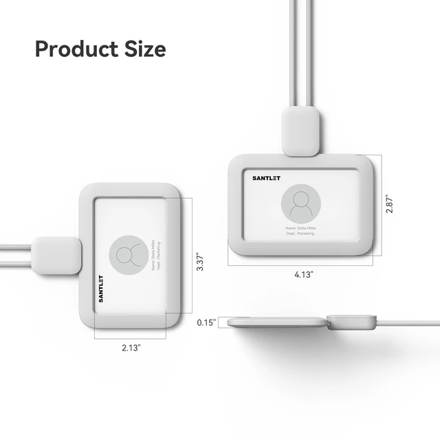 Alt view image 7 of 7 - Lanyards for ID Badges Holder, Soft Silicone, Retractable Cord Clean Quiet Profile with 2 Card Slots, Safety Breakaway Buckle for Office Staff Teachers Employees Cruising, Horizontal Gray