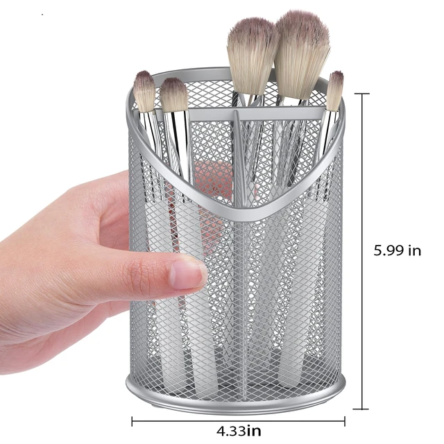 Alt view image 2 of 3 - 2 Pack Pen Holder Mesh Round Pencil (Silver)
