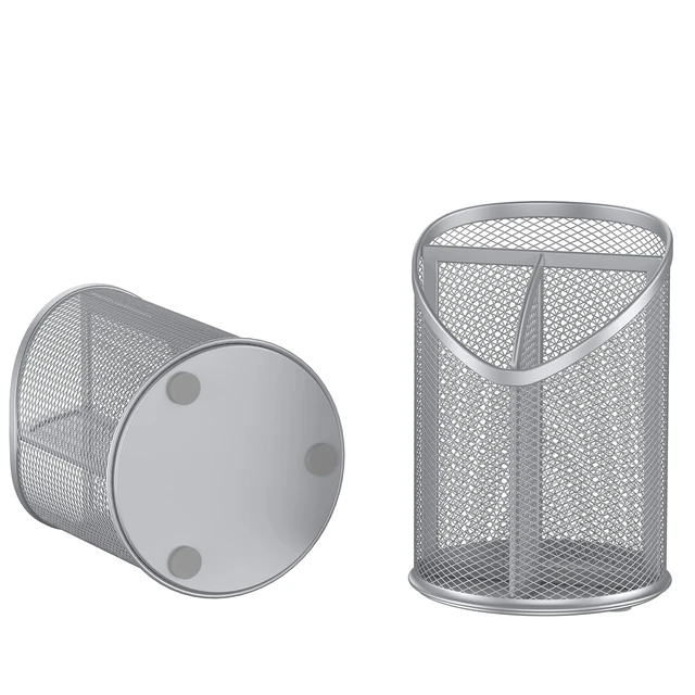 Alt view image 3 of 3 - 2 Pack Pen Holder Mesh Round Pencil (Silver)