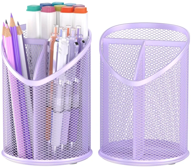 Main image of 2 Pack Pen Holder Mesh Round Pencil (Purple)