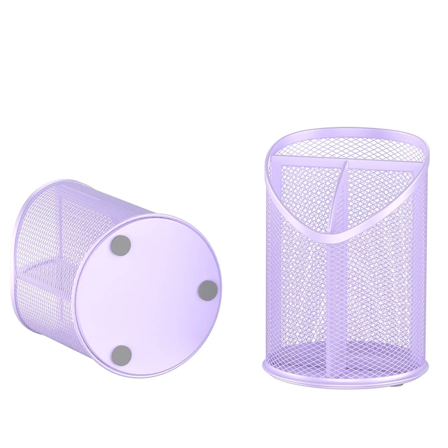Alt view image 3 of 3 - 2 Pack Pen Holder Mesh Round Pencil (Purple)
