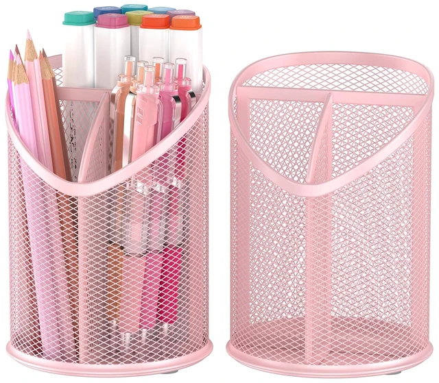 Main image of 2 Pack Pen Holder Mesh Round Pencil (Pink)