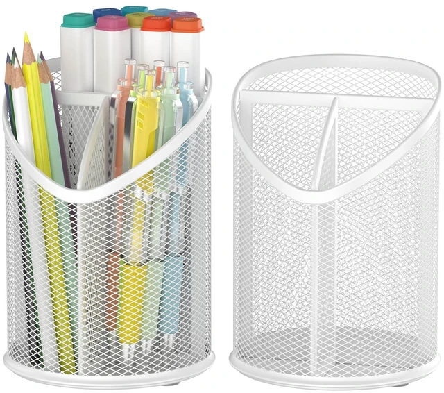 Main image of 2 Pack Pen Holder Mesh Round Pencil (White)