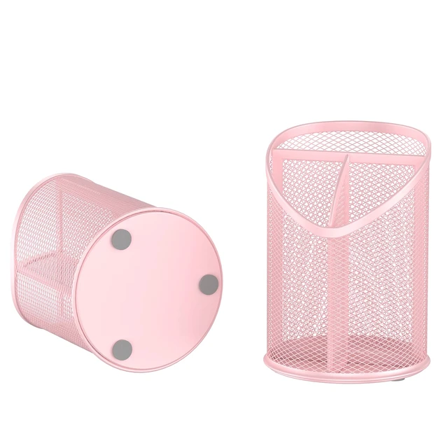 Alt view image 3 of 3 - 2 Pack Pen Holder Mesh Round Pencil (Pink)