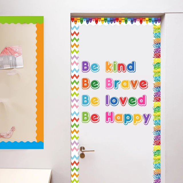Alt view image 6 of 7 - 12 Rolls 394 ft Colorful Bulletin Board Borders Classroom Trim Decor Decorative Trim for Art Classroom Walls, Pencil Crayon Confetti Patterns, Back to School Fall Winter Holiday Themes