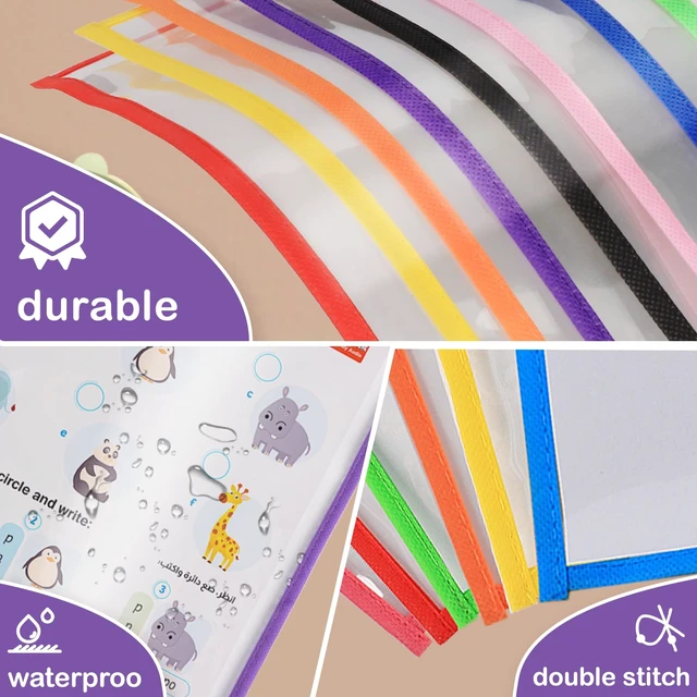 Alt view image 4 of 7 - Ufamrine 30 Pcs Dry Erase Pockets Sleeves Colorful, Job Ticket Holders (10" * 13"), Reusable Plastic Sleeves for Teacher Classroom