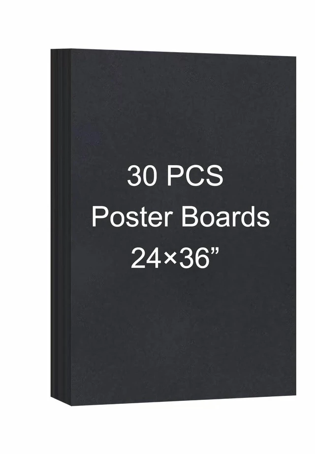 Main image of 24×36 Large Poster Board 30pcs Black Poster Paper Poster Board Bulk suitable for DIY, Crafts, Signs Project Presentations, Drawing and School Supplies,250GSM Thickness Blank Posterboard