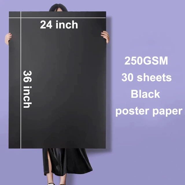 Alt view image 4 of 7 - 24×36 Large Poster Board 30pcs Black Poster Paper Poster Board Bulk suitable for DIY, Crafts, Signs Project Presentations, Drawing and School Supplies,250GSM Thickness Blank Posterboard