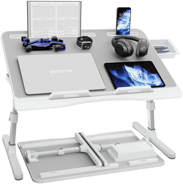 Main image of Laptop Desk for Bed, X-Large Adjustable Laptop Table, Grey XXL-Extra Large, Foldable Lap Desks for Adults, with Storage Drawer, for Writing Painting Gaming Drawing on Couch Recliner