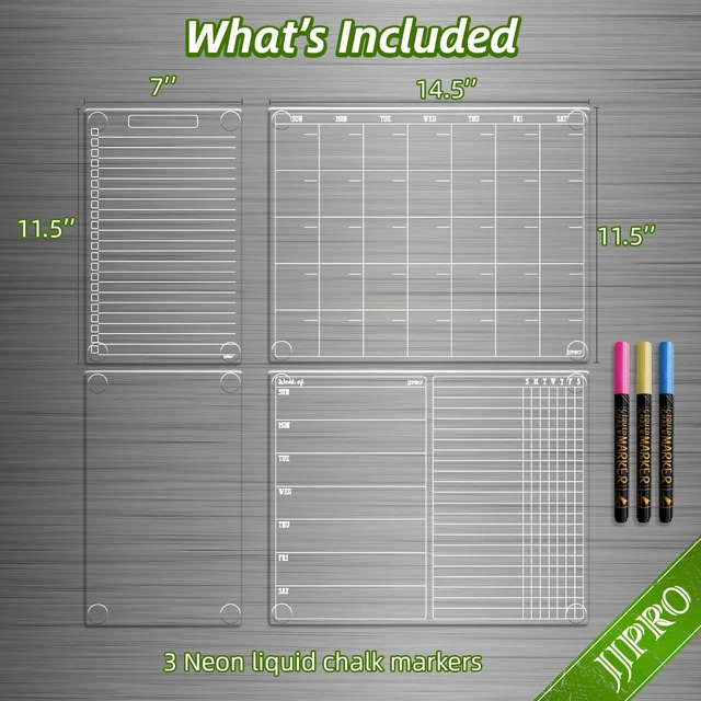 Alt view image 6 of 6 - Non-Magnetic Calendar for Fridge-Clear Monthly Calendar,Weekly Planner,List and Blank Board -Reusable Board Sticks to Fridge,Wall,Door&Glass,Non Magnetic Fridge Calendar