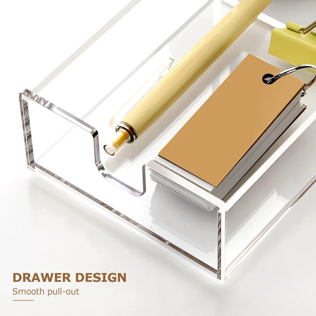 Alt view image 4 of 7 - Acrylic Mail Sorter Desk Organizer Holder with Drawer, 5 Compartments Clear Small File Script Letter Document Storage for Desk Bill Filling Envelope Holder Office, Home, School Organization