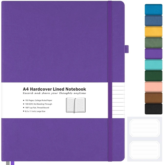 Main image of Blank Notebook Hardcover Sketchbook, 8.5" x 11" Blank Journal, Thick Paper Large Thick Paper Sketchbook for Drawing Art, Unlined Notebook Journal for Women Men, A4 Leather Sketchbook, Lay Flat, Purple