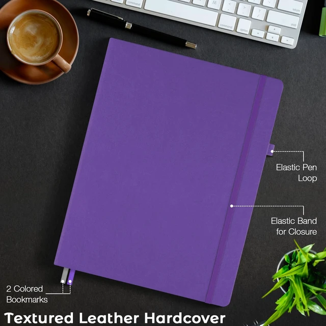 Alt view image 5 of 6 - Blank Notebook Hardcover Sketchbook, 8.5" x 11" Blank Journal, Thick Paper Large Thick Paper Sketchbook for Drawing Art, Unlined Notebook Journal for Women Men, A4 Leather Sketchbook, Lay Flat, Purple