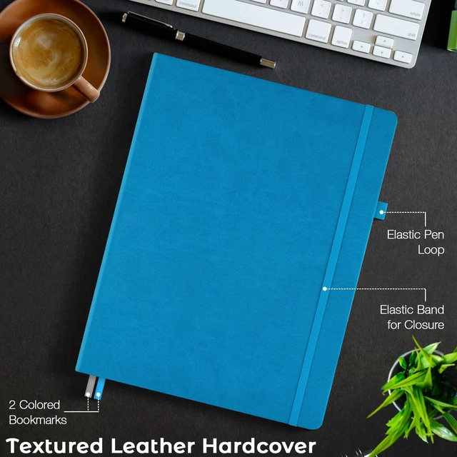 Alt view image 5 of 6 - Blank Notebook Hardcover Sketchbook, 8.5" x 11" Blank Journal, Thick Paper Large Thick Paper Sketchbook for Drawing Art, Unlined Notebook Journal for Women Men, A4 Leather Sketchbook, Lay Flat, Blue