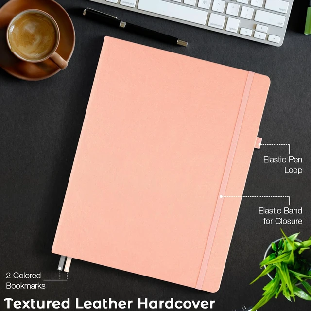 Alt view image 5 of 6 - Blank Notebook Hardcover Sketchbook, 8.5" x 11" Blank Journal, Thick Paper Large Thick Paper Sketchbook for Drawing Art, Unlined Notebook Journal for Women Men, A4 Leather Sketchbook, Lay Flat, Pink