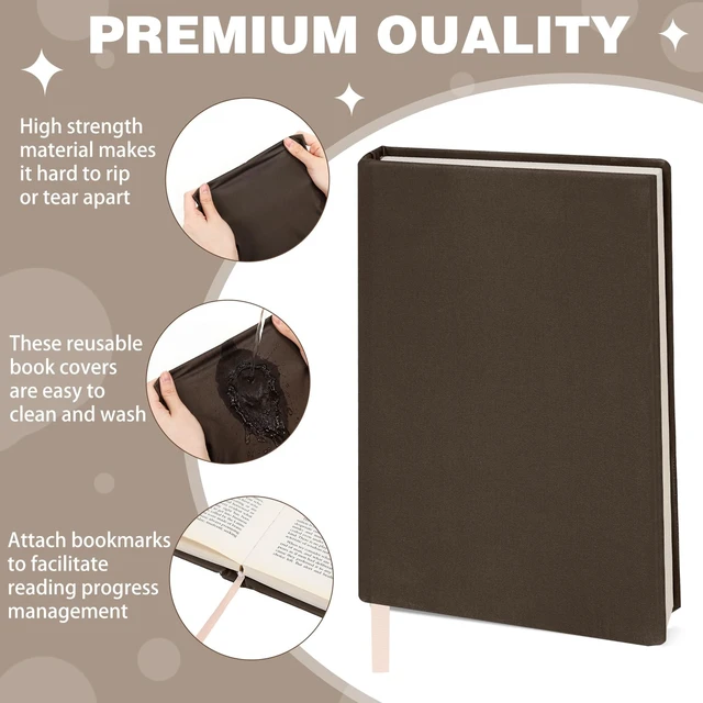 Alt view image 4 of 6 - 6 Pack Stretchable Book Covers 6-9 Inch Colored Fabric Reusable Book Protector Sleeve for Hardcovers Textbook Protection Supplies(Brown)