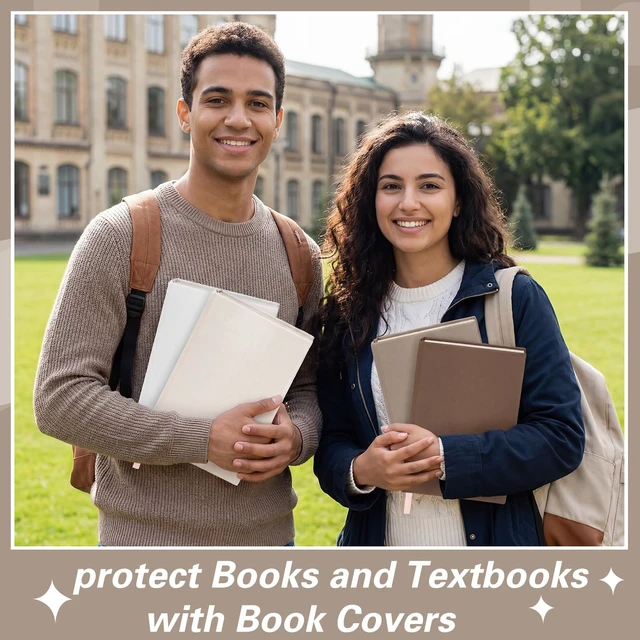 Alt view image 5 of 6 - 6 Pack Stretchable Book Covers 6-9 Inch Colored Fabric Reusable Book Protector Sleeve for Hardcovers Textbook Protection Supplies(Brown)