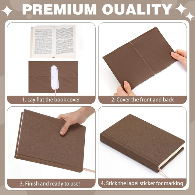 Alt view image 3 of 6 - 6 Pack Stretchable Book Covers 6-9 Inch Colored Fabric Reusable Book Protector Sleeve for Hardcovers Textbook Protection Supplies(Brown)