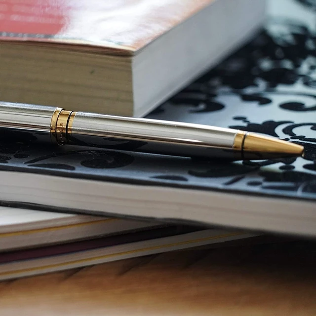 Alt view image 5 of 7 - Coventry Polished Chrome, Gold-Tone Ballpoint Pen, Black Ink Refillable Ballpoint Pen for Smooth Writing, Professional Elegant Accessory, Long-Lasting Use, Desk Essential, Medium Point