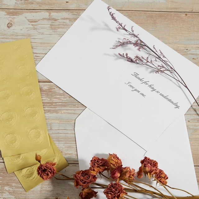 Alt view image 4 of 7 - 50 Pack White A7 Envelopes with Cards and Gold Stickers, 5x7 With Thick Folded Cardstock, For Greeting Cards, Wedding, Birthday, Invitations, Baby Showers