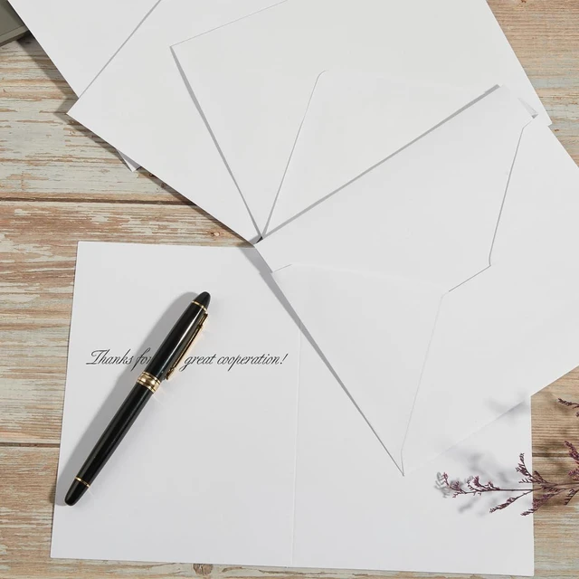 Alt view image 5 of 7 - 50 Pack White A7 Envelopes with Cards and Gold Stickers, 5x7 With Thick Folded Cardstock, For Greeting Cards, Wedding, Birthday, Invitations, Baby Showers